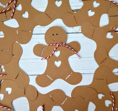 10 Gingerbread Boy Die Cuts, Cutouts for Holiday Banners, Bulletin Boards, Confetti, Card Making, Scrapbooking, Craft Projects, Set of 10 - image1